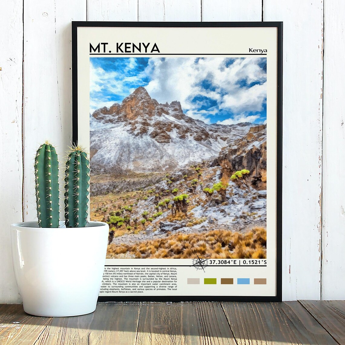 Mount Kenya Kenya Snow Capped Peak National Park Travel Poster - Image 3