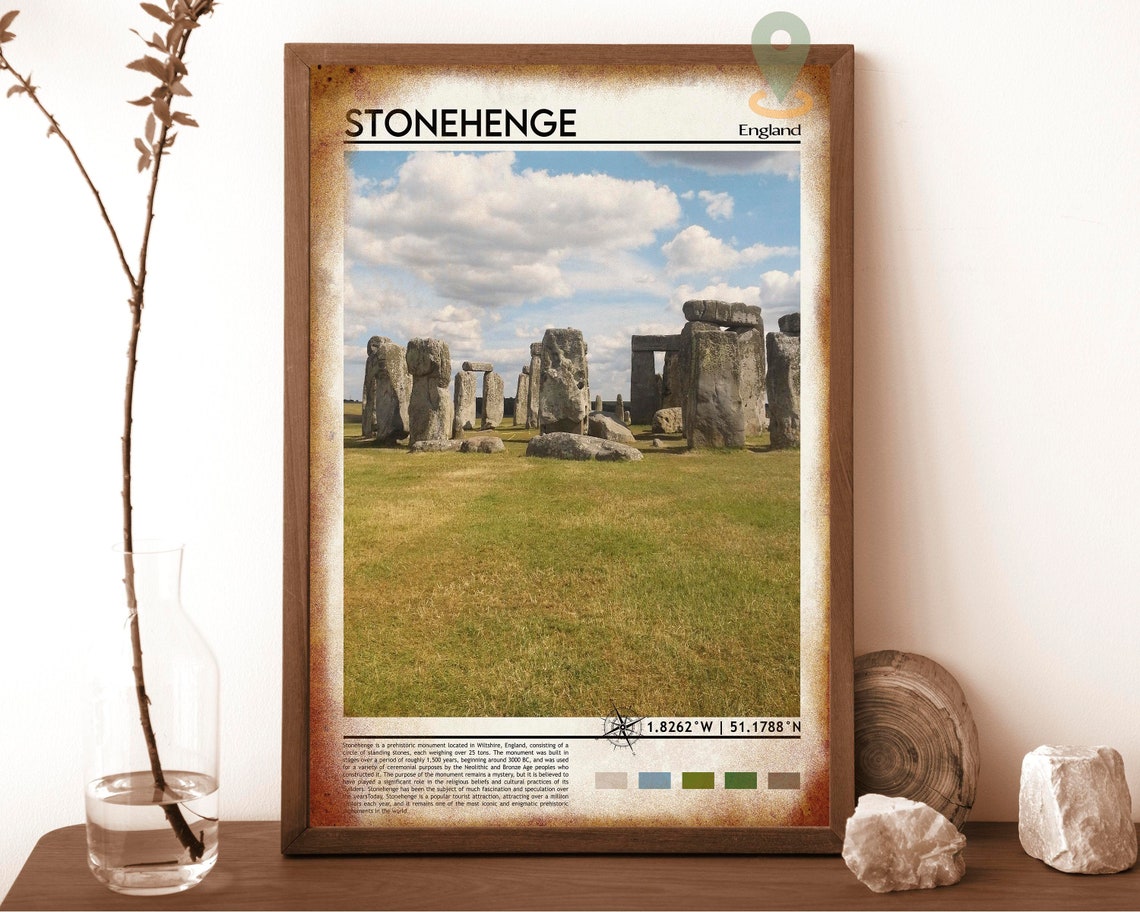 Stonehenge England Prehistoric Monument Green Fields Travel Poster - Image 6