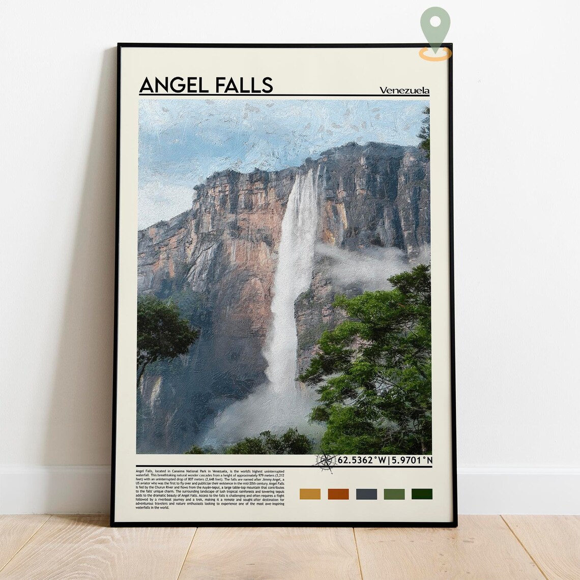 Angel Falls Print Angel Falls Poster Angel Falls Wall Art Angel Falls Travel Print Angel Falls Art Print Angel Falls Artwork Venezuela - Image 2