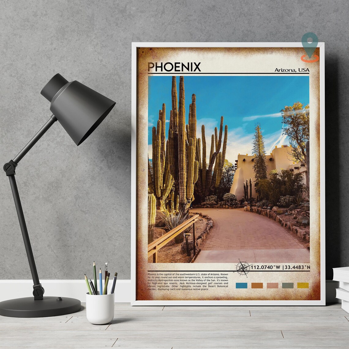 Phoenix Arizona Desert Botanical Garden Saguaro Cactus Travel Poster - Image 4