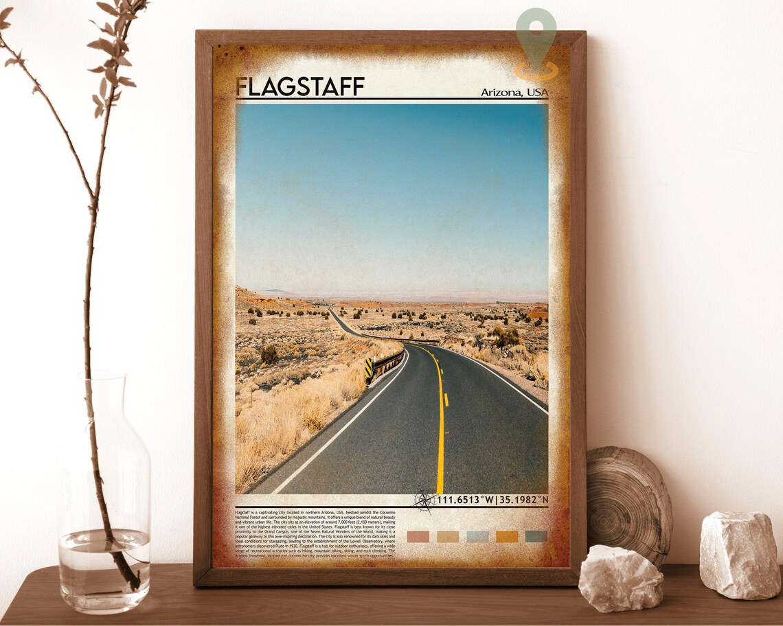 Flagstaff Arizona USA Desert Highway Open Road Vintage Poster - Image 6