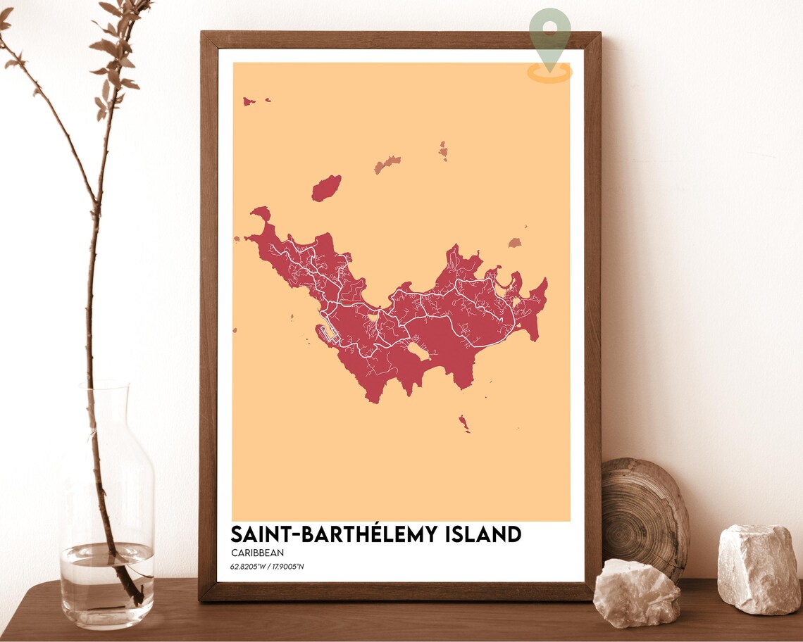 Saint Barthelemy Island Caribbean Sea Map Modern Travel Poster - Image 5