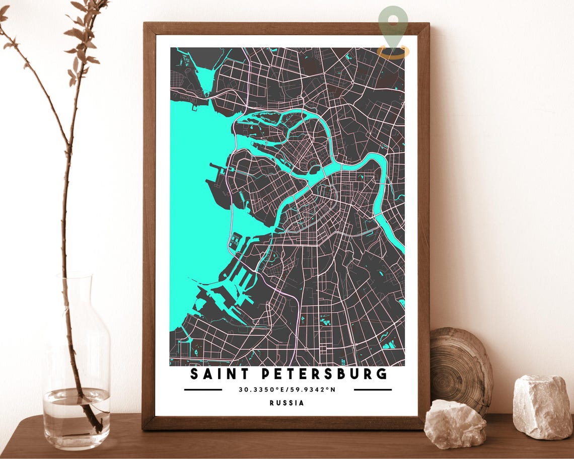 St Petersburg Map St Petersburg Map Print St Petersburg Personalized Map St Petersburg Wall Art St Petersburg City Travel - Image 3