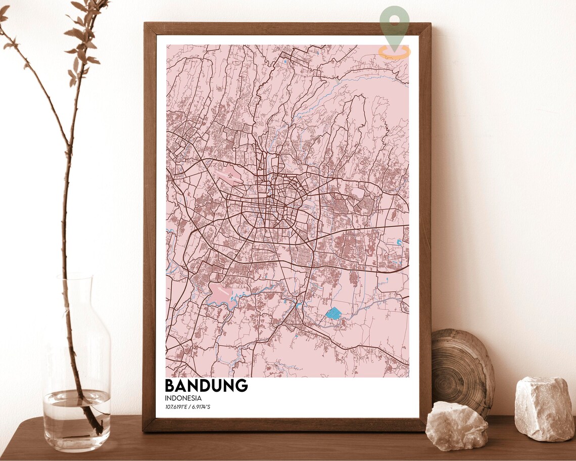 Bandung Indonesia Emerald Forest Green City Street Map Poster - Image 3