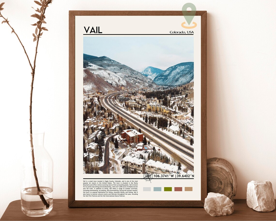 Vail Colorado Ski Resort Snowy Rocky Mountains Winter Sports Poster