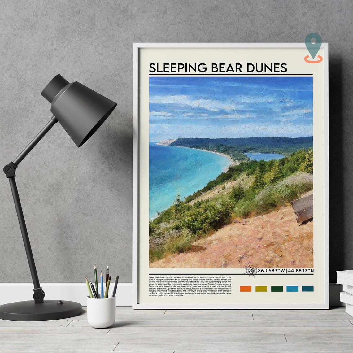Sleeping Bear Dunes Michigan Lake Michigan Dunes Travel Poster - Image 2