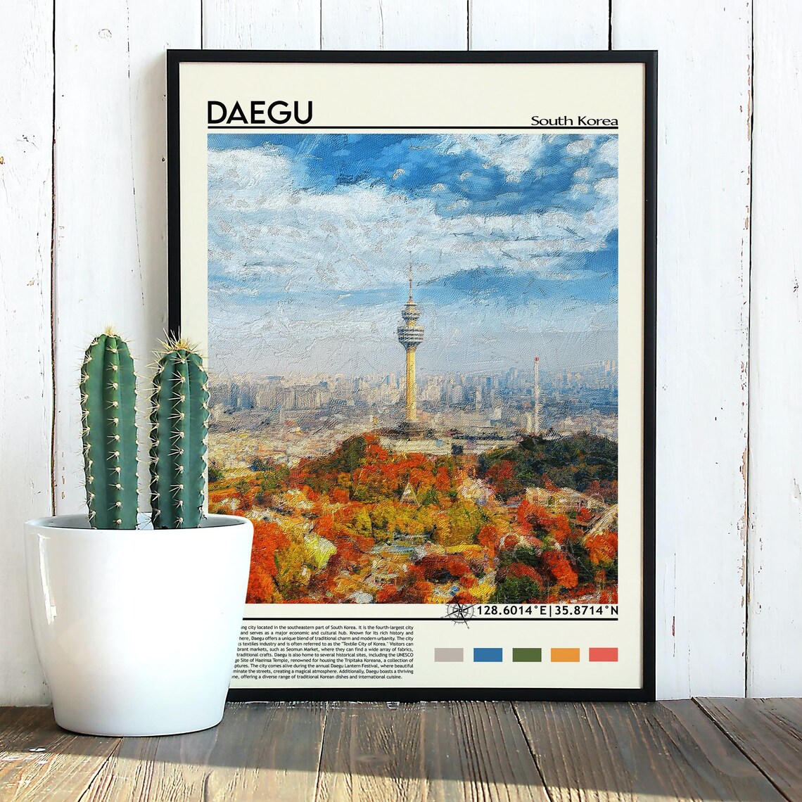 Daegu South Korea Tower Autumn Colors City View Travel Poster - Image 5