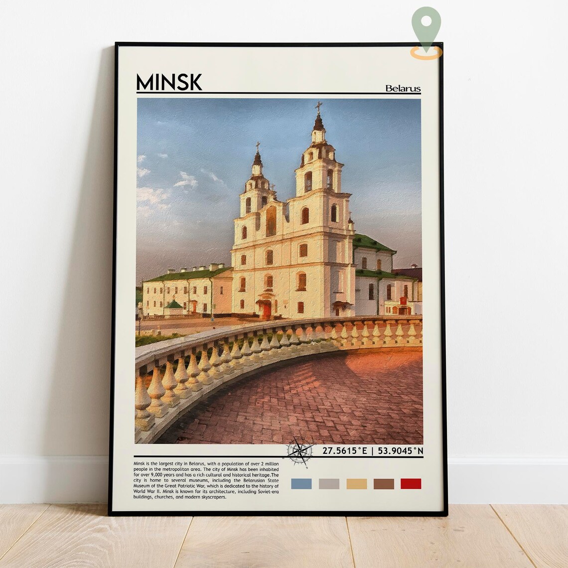 Minsk Belarus White Baroque Cathedral Old Town Europe Travel Poster - Image 5