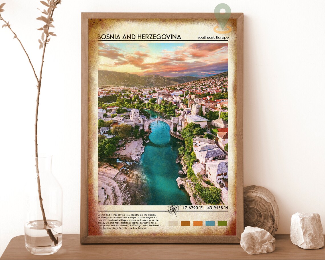 Bosnia and Herzegovina Mostar Stari Most Bridge River Poster - Image 6