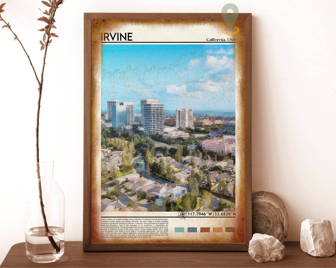 Irvine California USA City Skyline Orange County Urban Travel Poster - Image 6