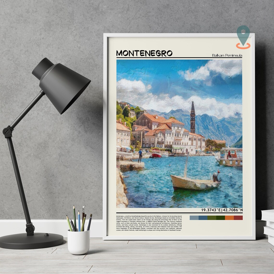 Montenegro Balkan Peninsula Harbor Boats Coastal Travel Poster - Image 4
