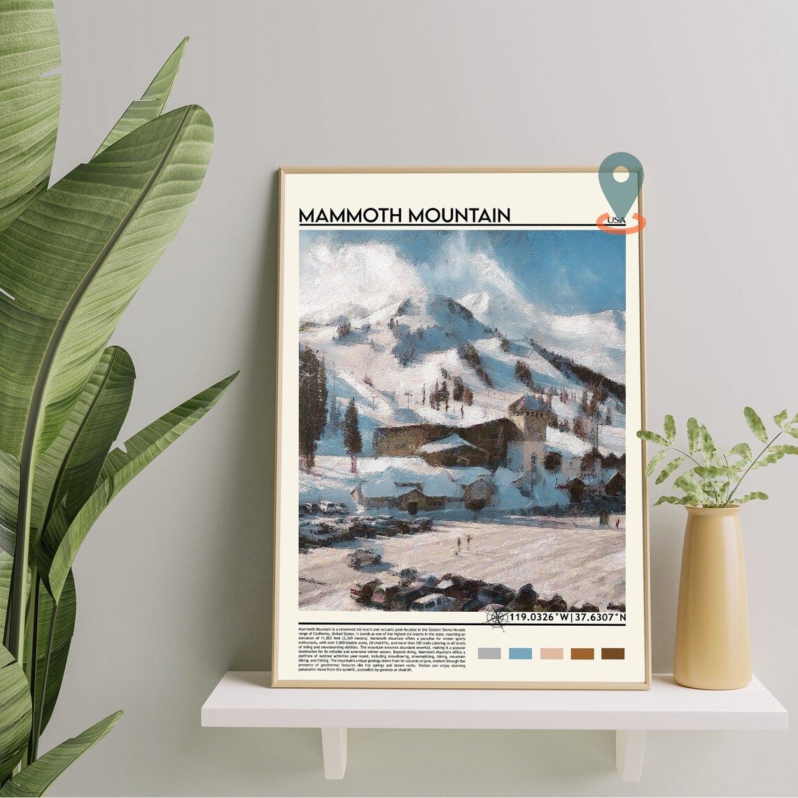 Mammoth Mountain California Ski Resort Art Painting Poster Home Decor - Image 2