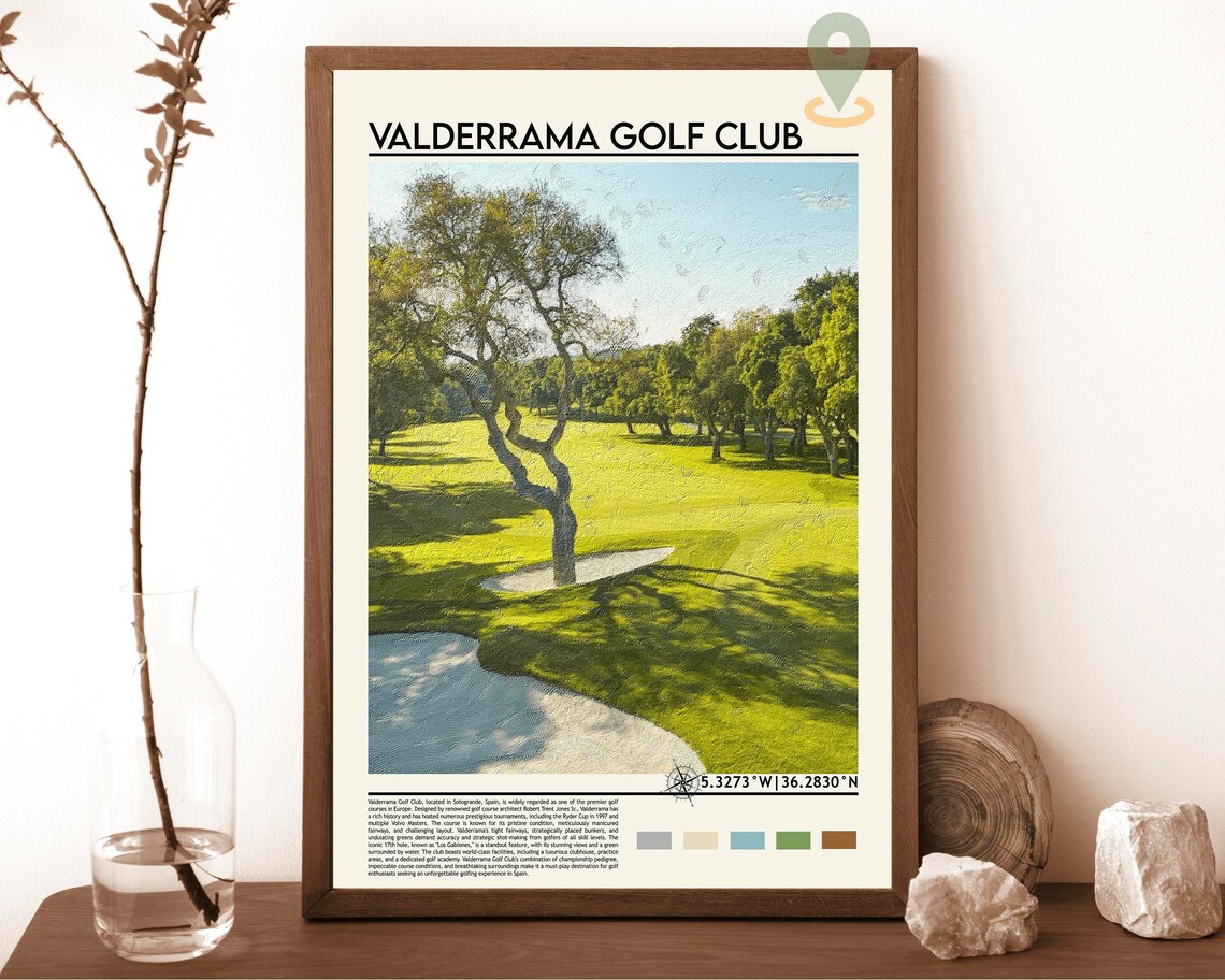 Valderrama Golf Club Spain Painted Fairway Vintage Golf Poster