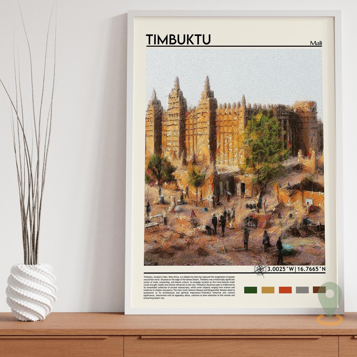 Timbuktu Mali Djinguereber Mud Mosque Desert Historic Travel Poster - Image 5