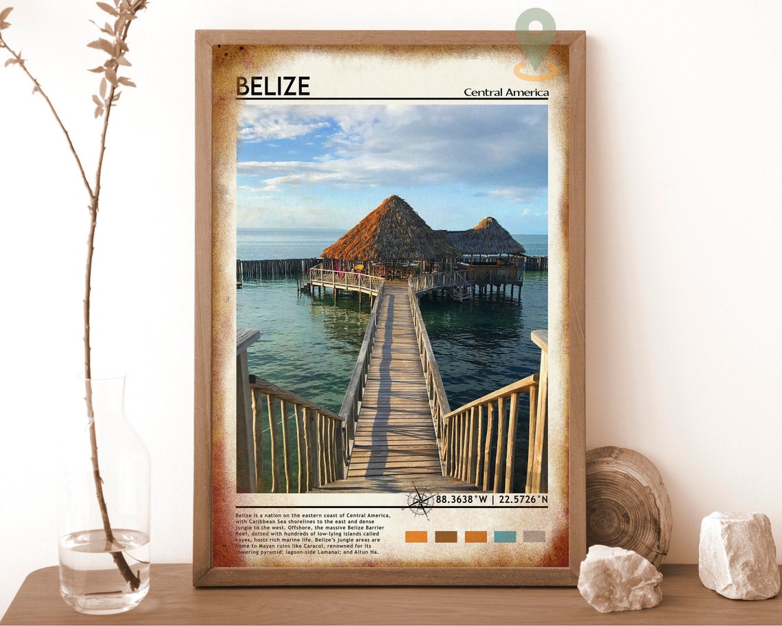 Belize Print Vintage Poster Belize Wall Art Belize Poster Belize Photo Belize Poster Print Belize Wall Decor - Image 6
