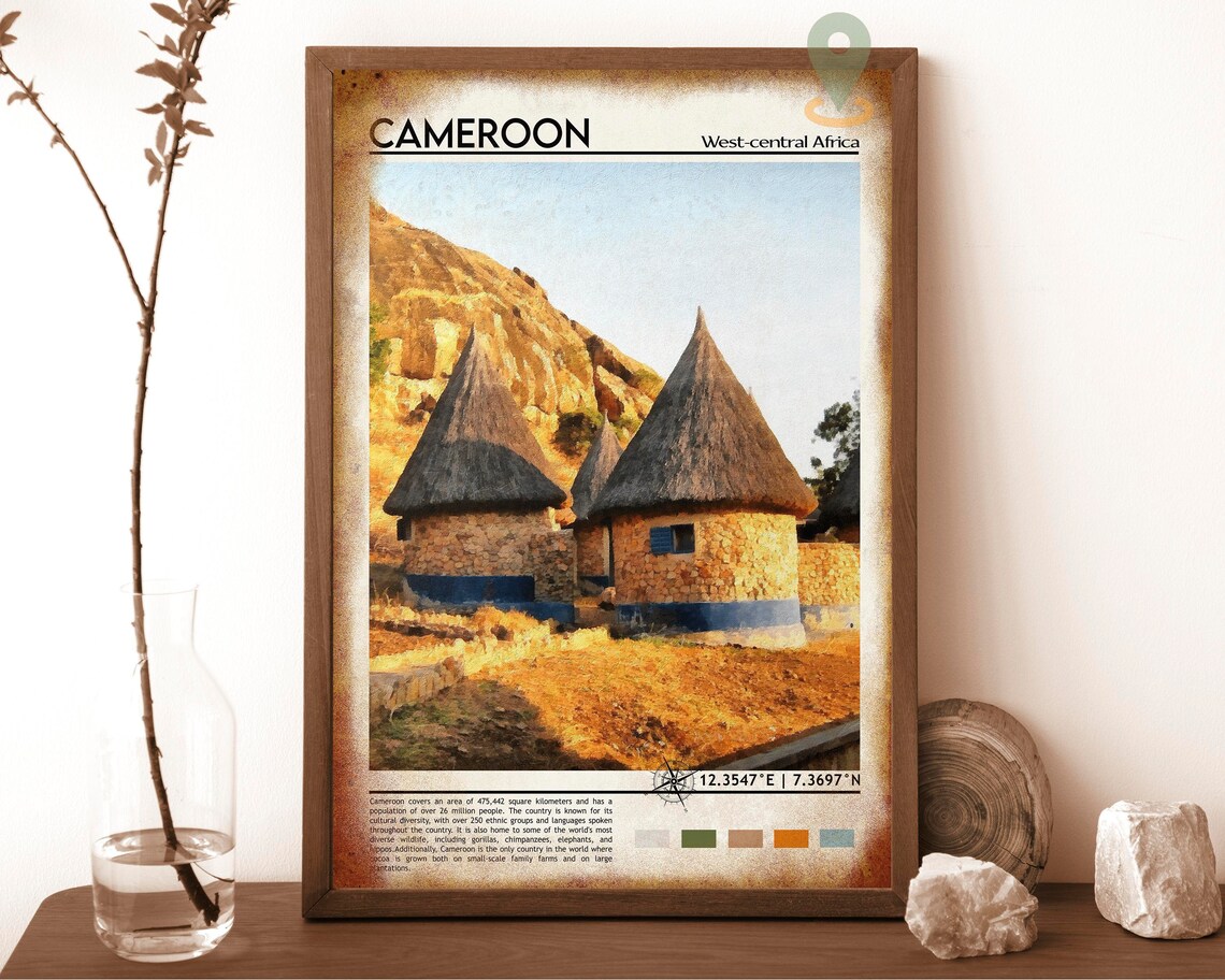 Cameroon Thatched Hut Village Rocky Hills Africa Culture Poster - Image 6