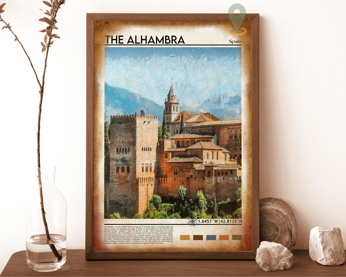 The Alhambra Palace Granada Spain Watercolor Architecture Poster - Image 6