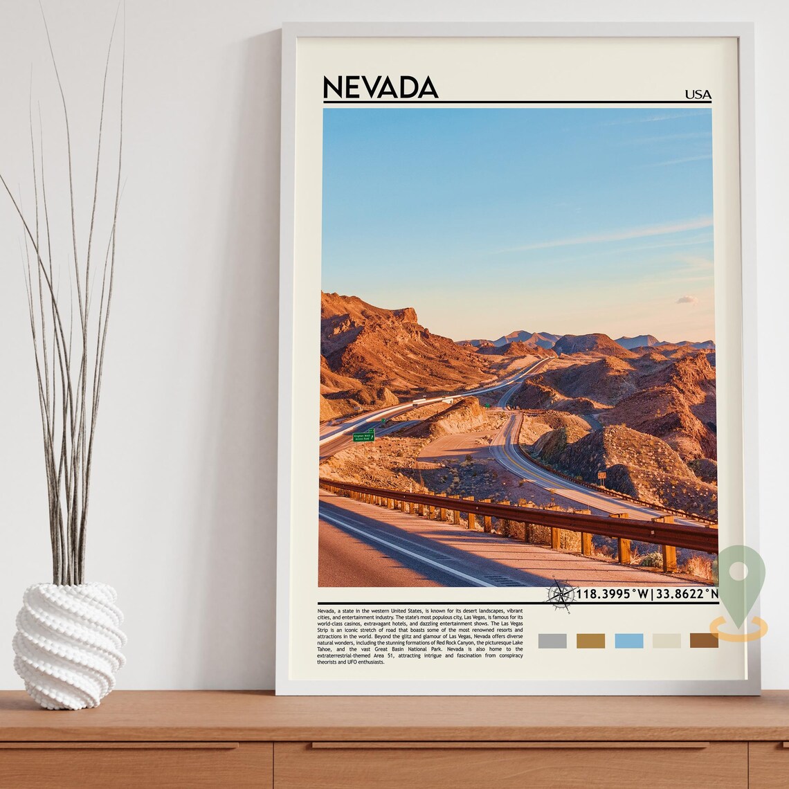 Nevada Desert Highway Red Rock Canyon Travel Poster Road Trip - Image 3
