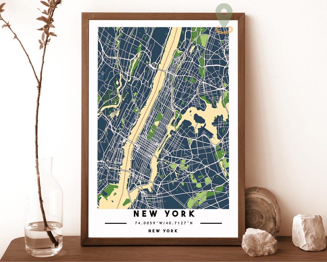 New York Map New York Map Print New York Wall Art New York Travel Poster New York Poster New York Photo New York City Map