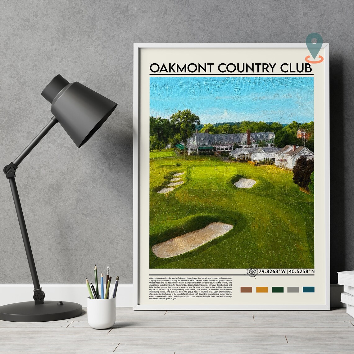 Oakmont Country Club Pennsylvania Championship Golf Course Poster - Image 2