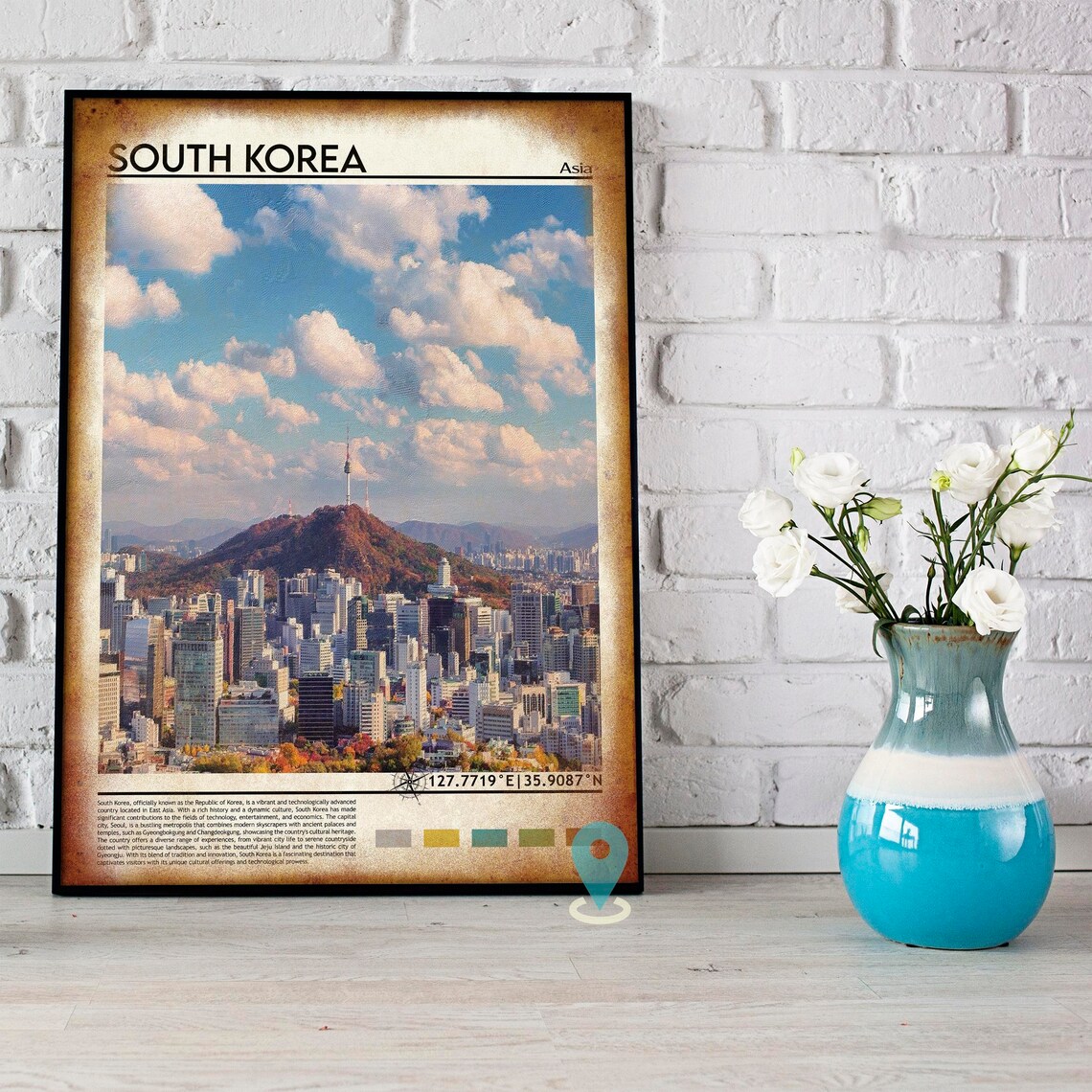South Korea Seoul Panoramic City Skyline Tower View Travel Poster - Image 3