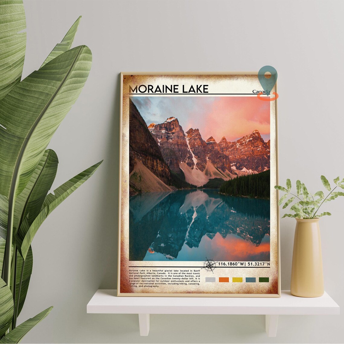 Moraine Lake Canada Banff Sunset Reflection Photo Travel Poster - Image 2