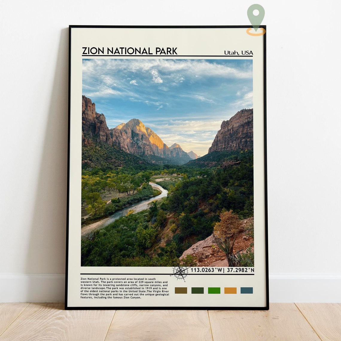 Zion National Park Print Zion National Park Art Zion National Park Poster Zion National Park Photo Zion National Park Painting Utah Art - Image 2
