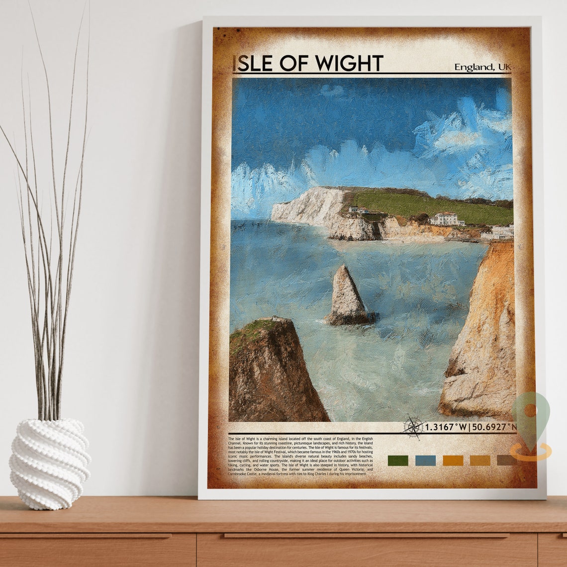 Isle Of Wight Print Isle Of Wight Poster Isle Of Wight Wall Art Isle Of Wight Travel Print Isle Of Wight Art Print Isle Of Wight Art - Image 4