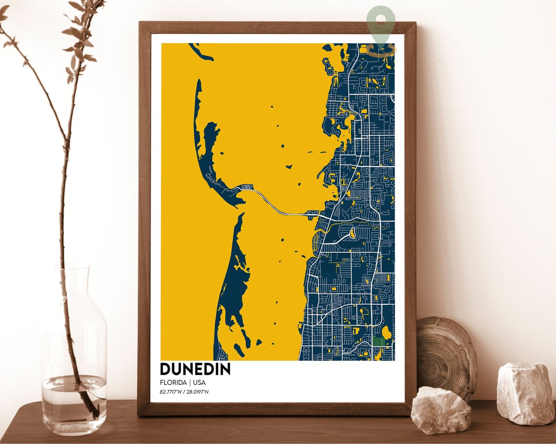 Dunedin Florida USA Cyan Gulf Coast Minimal Street Map Poster - Image 2
