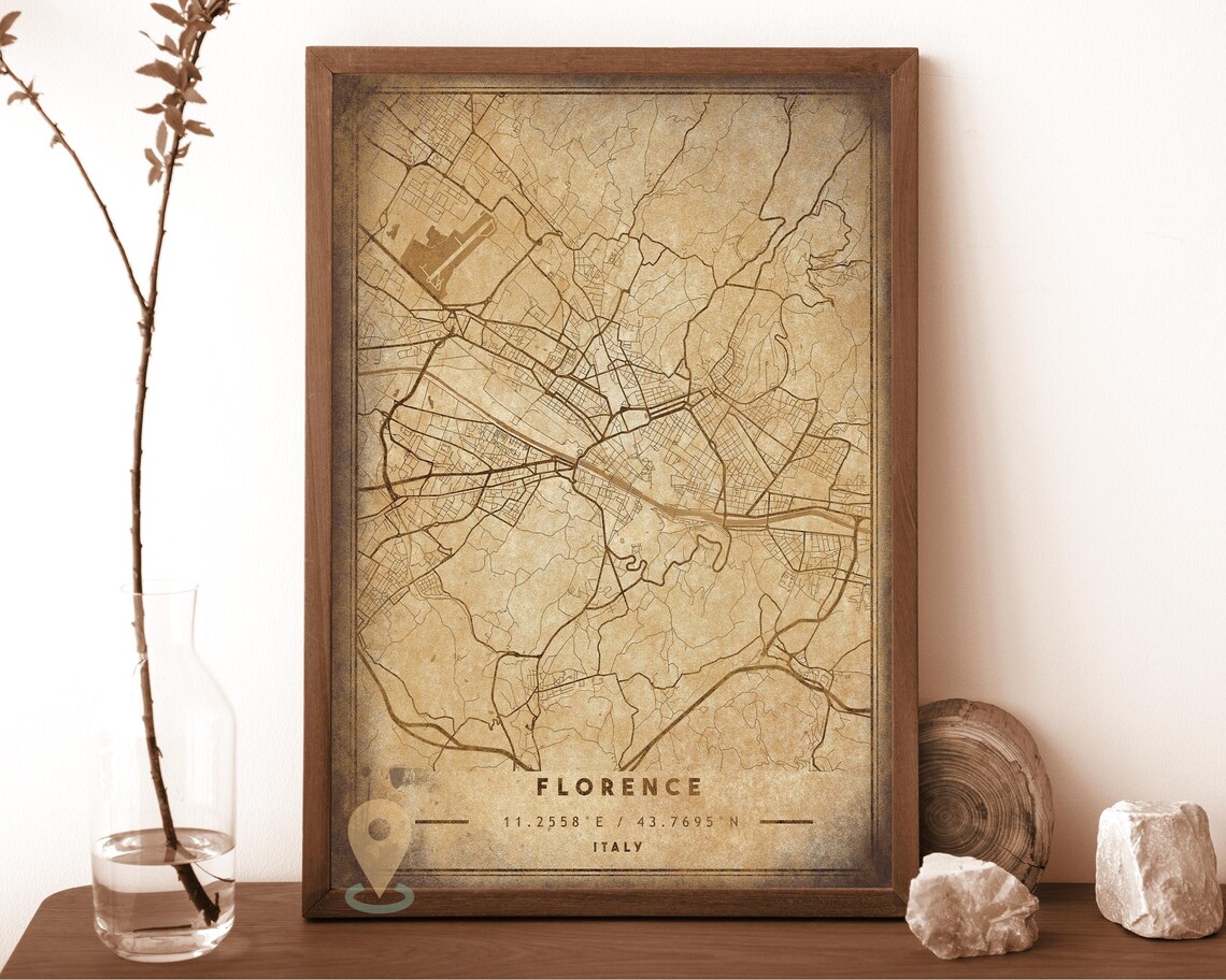 Florence Italy Blush Pink Minimal City Street Map Travel Poster - Image 2