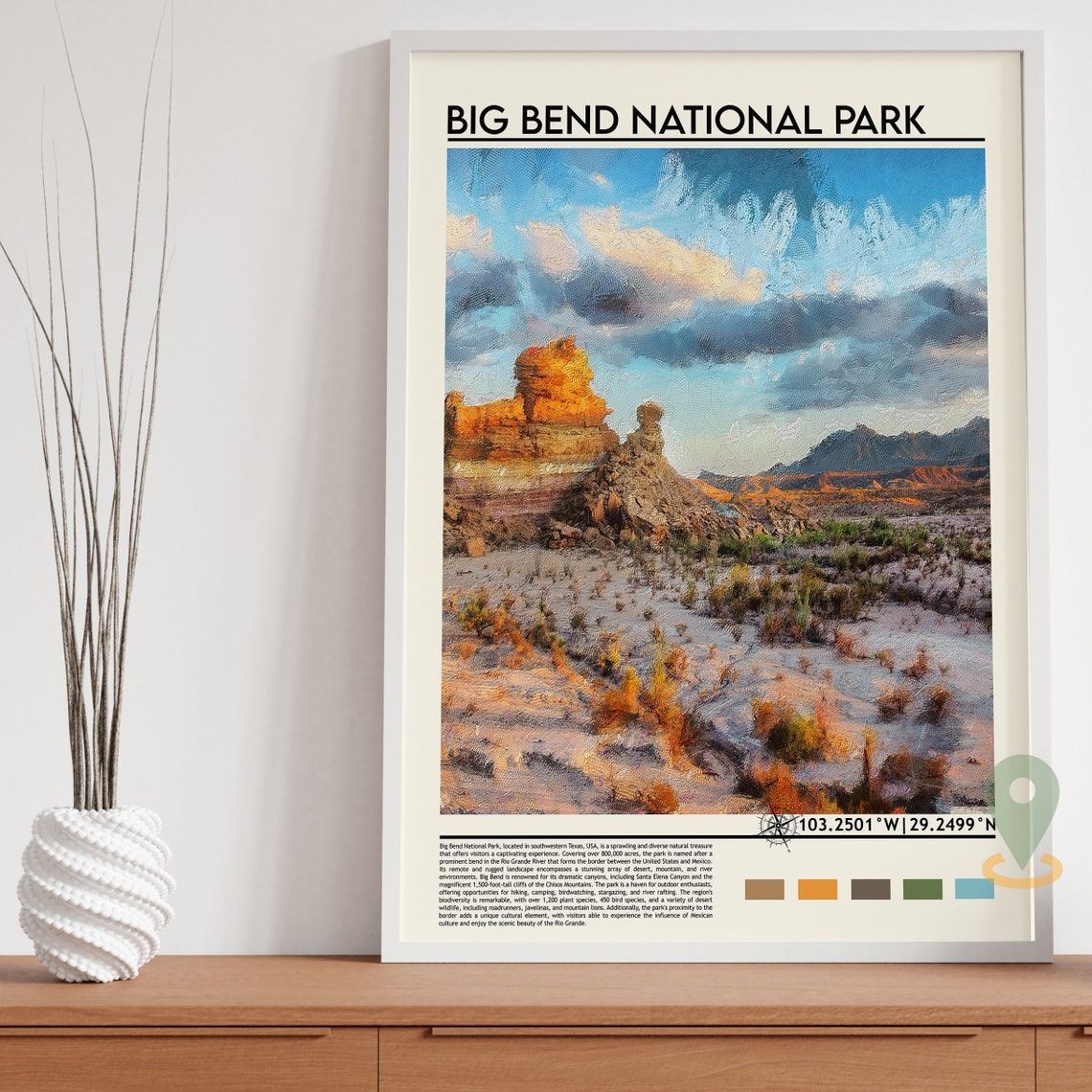 Big Bend National Park Texas Desert Rock Formations Sunset Poster - Image 3