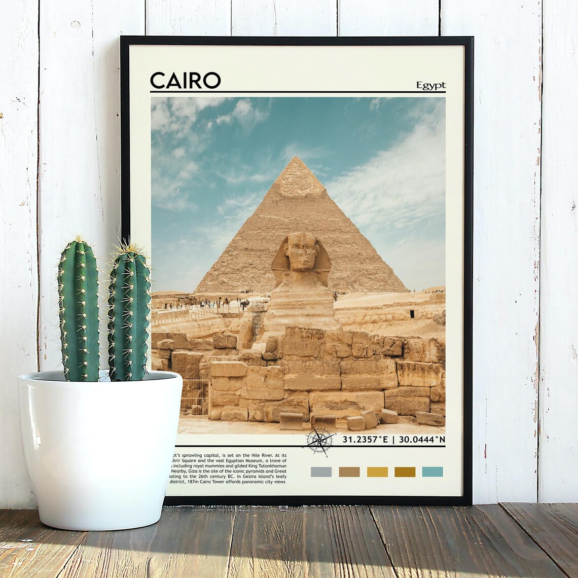 Cairo Egypt Great Sphinx Giza Pyramid Ancient Landmark Travel Poster - Image 5