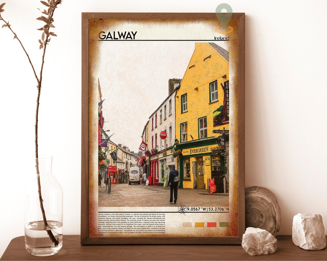 Galway Ireland Colorful Shop Street Old Town Scene Photo Poster - Image 6