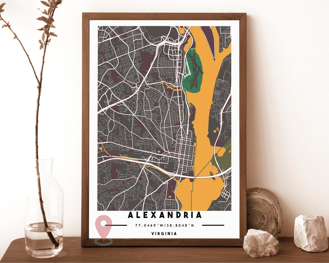Alexandria Map Alexandria Map Print Alexandria Wall Art Alexandria Travel Poster Alexandria Poster Alexandria City Alexandria Virginia