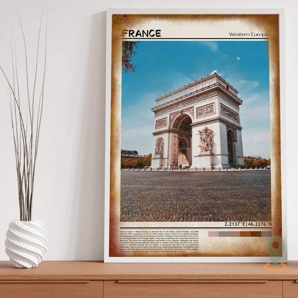 France Arc de Triomphe Paris Iconic Landmark Daytime Travel Poster - Image 3