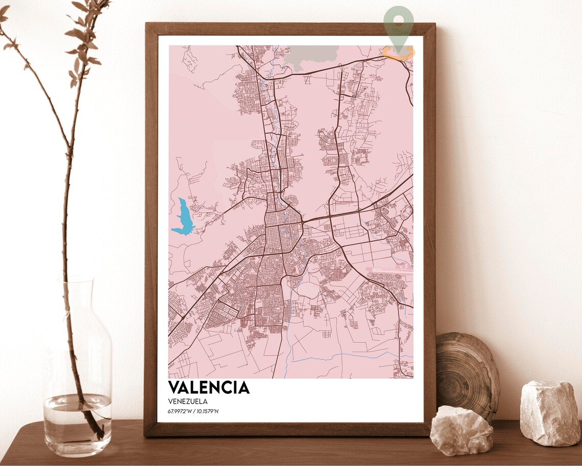 Valencia Venezuela Deep Green Modern City Street Map Design Poster - Image 5