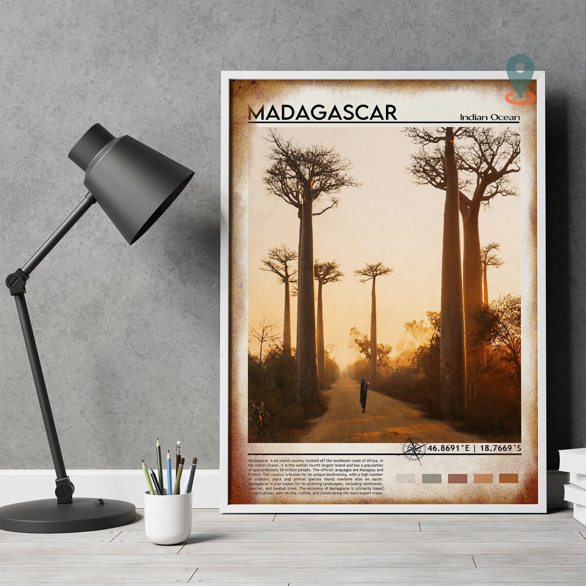 Madagascar Baobab Avenue Sunset Silhouette Trees Landscape Poster - Image 4