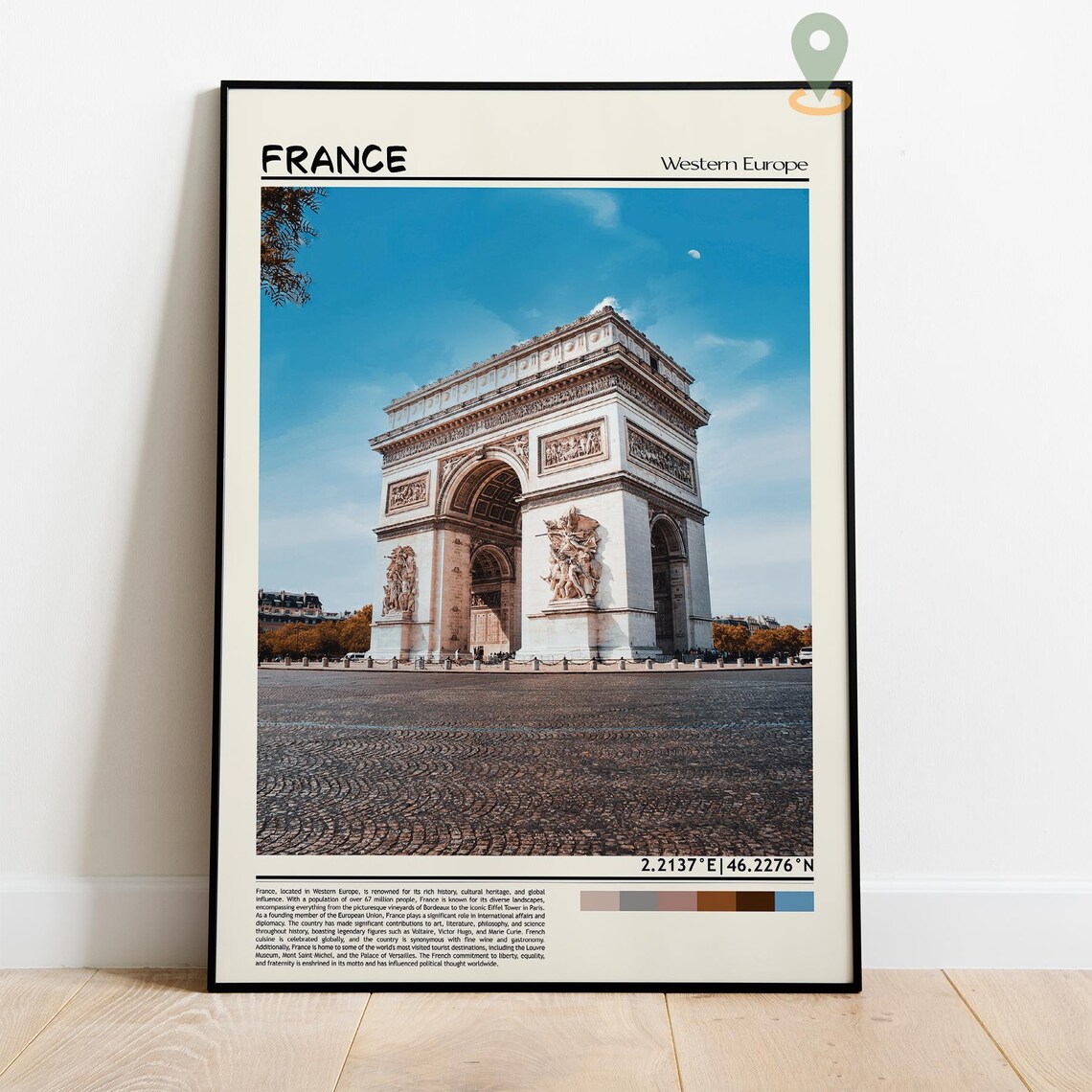 France Arc de Triomphe Paris Iconic Landmark Daytime Travel Poster - Image 2