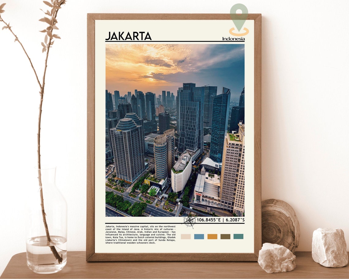 Jakarta Print Jakarta Art Jakarta Poster Jakarta Photo Jakarta Poster Print Jakarta Painting Indonesia Travel Poster Vintage Poster