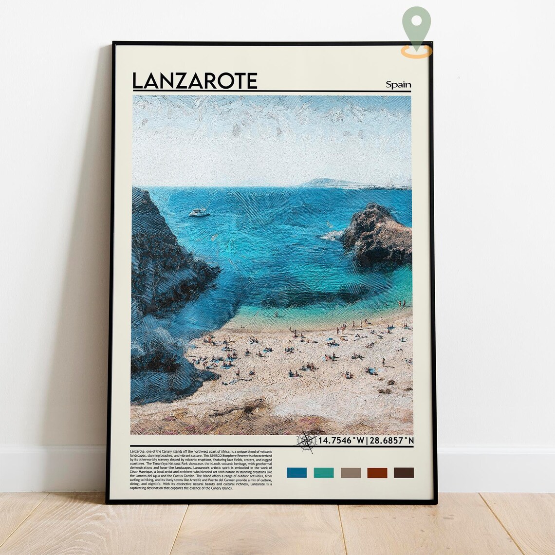 Lanzarote Spain Canary Islands Turquoise Beach Cove Travel Poster - Image 2