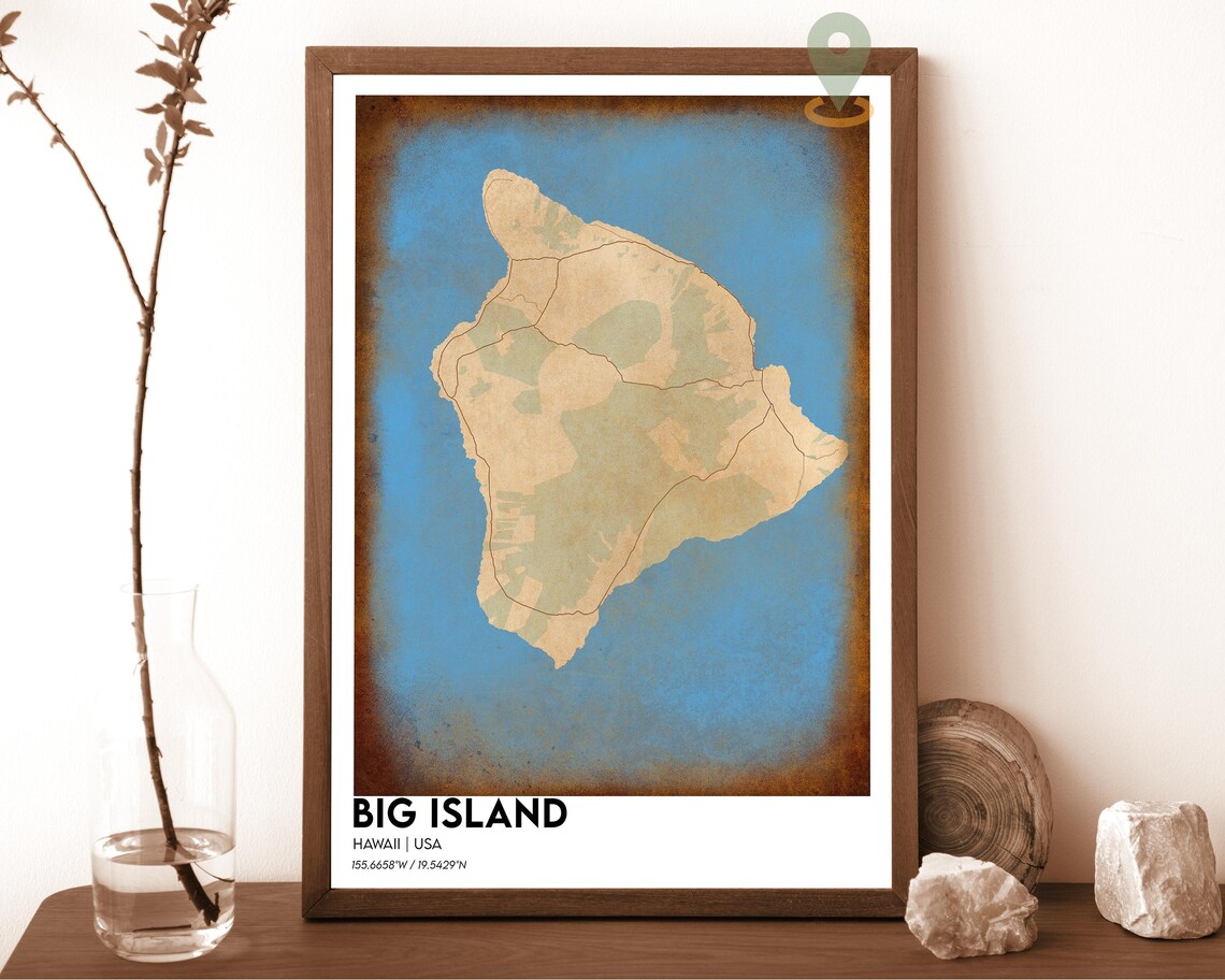 Big Island Hawaii Mustard Yellow Minimalist Island Map Poster - Image 4