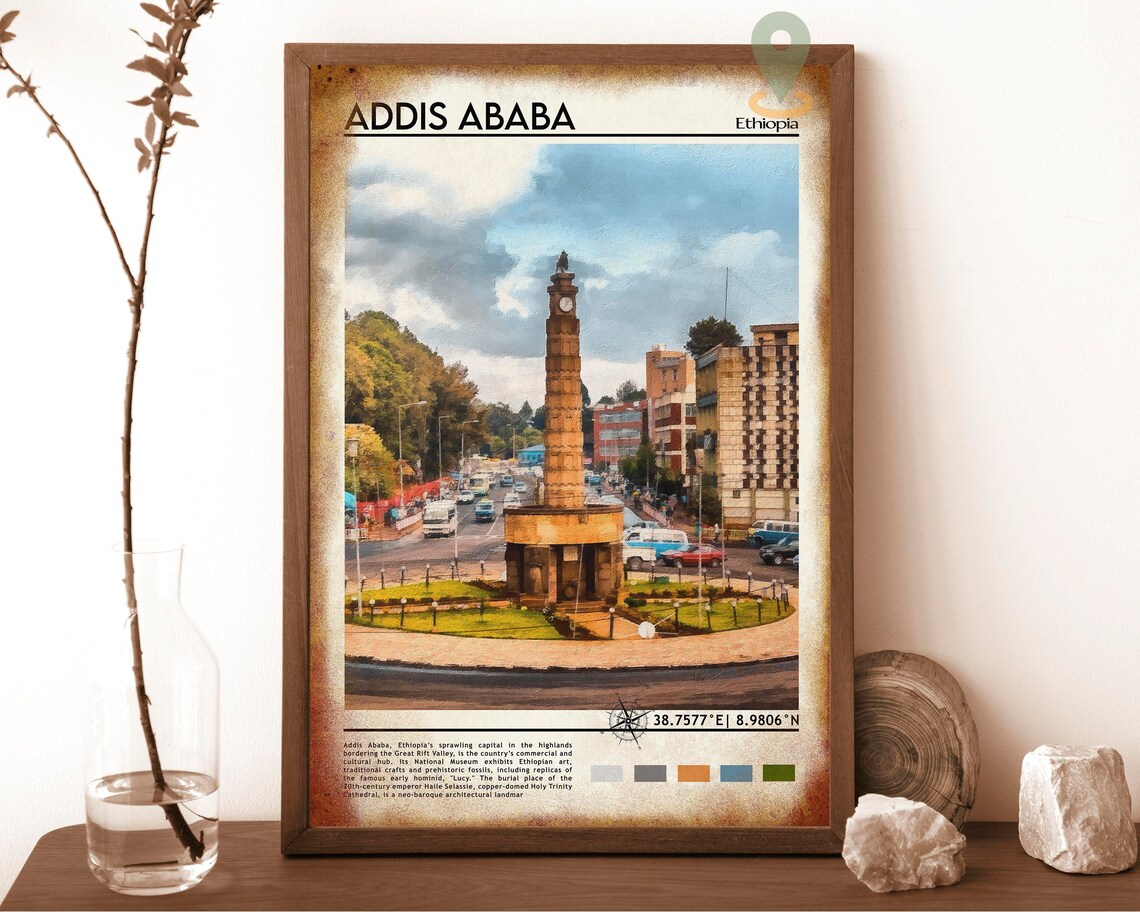 Addis Ababa Ethiopia Historic Monument Tower Street Scene Poster - Image 6