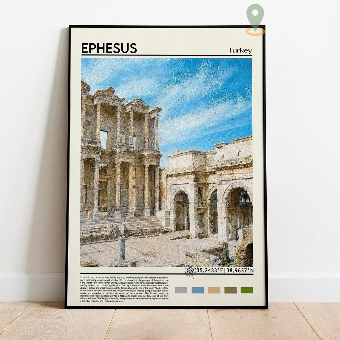Ephesus Turkey Ancient Library of Celsus Ruins Historic Poster - Image 2