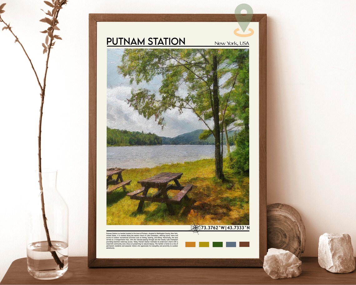 Putnam Station New York Lake Champlain Picnic Lakeside Travel Poster