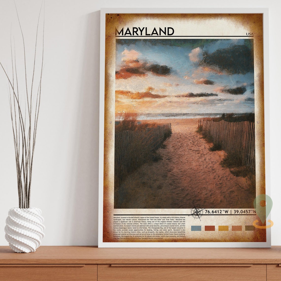 Maryland Print Maryland Poster Maryland Wall Art Maryland Travel Print Maryland Art Print Maryland Artwork Maryland Photo - Image 4