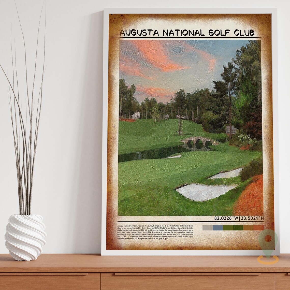 Augusta National Golf Club Sunset Golf Course Sports Poster Art - Image 3