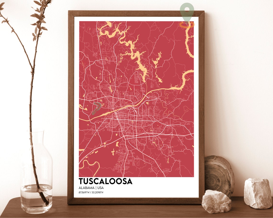 Tuscaloosa Map Tuscaloosa Map Print Tuscaloosa Personalized Map Tuscaloosa Wall Art Tuscaloosa Travel Poster Tuscaloosa Alabama Poster - Image 3