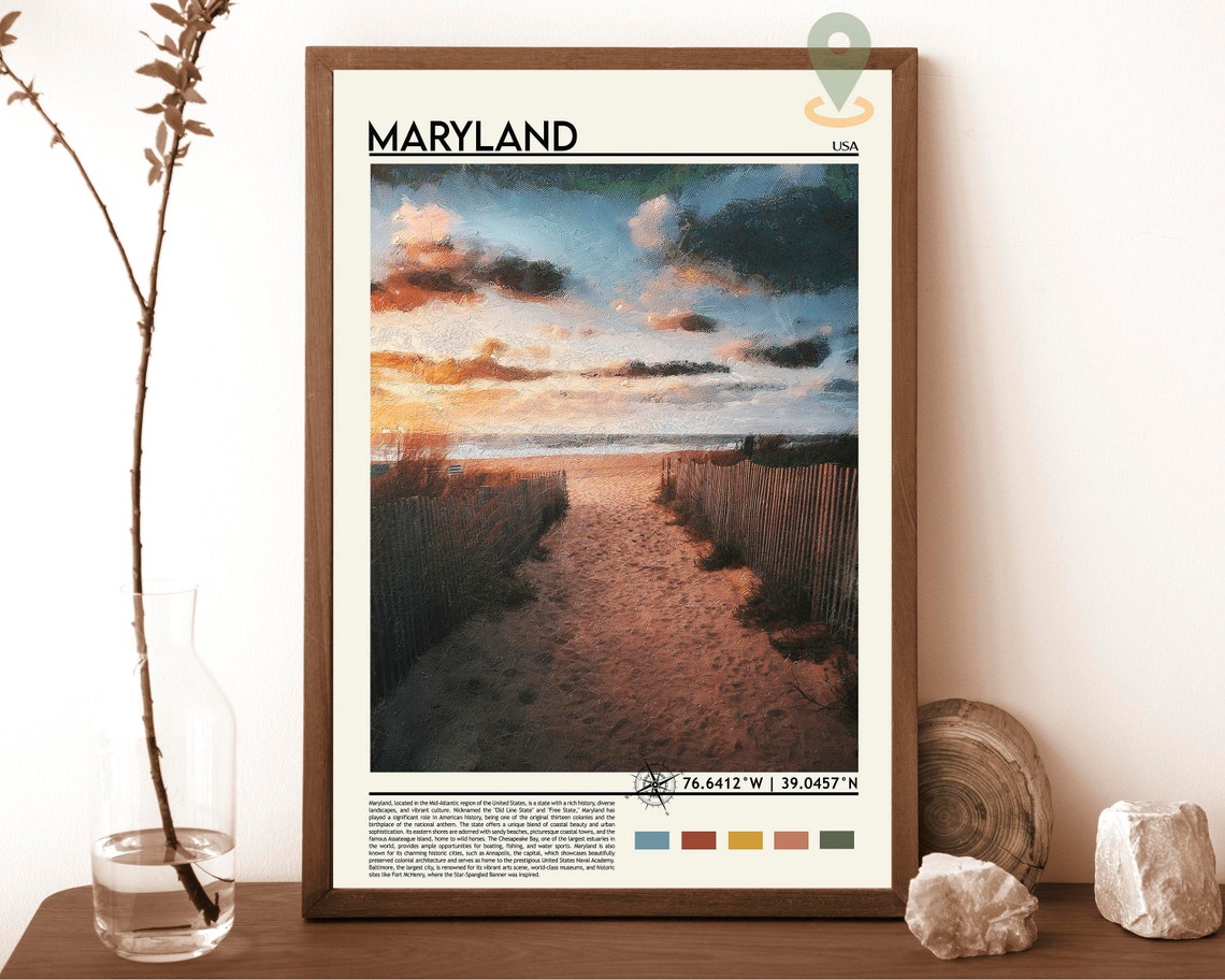 Maryland Print Maryland Poster Maryland Wall Art Maryland Travel Print Maryland Art Print Maryland Artwork Maryland Photo