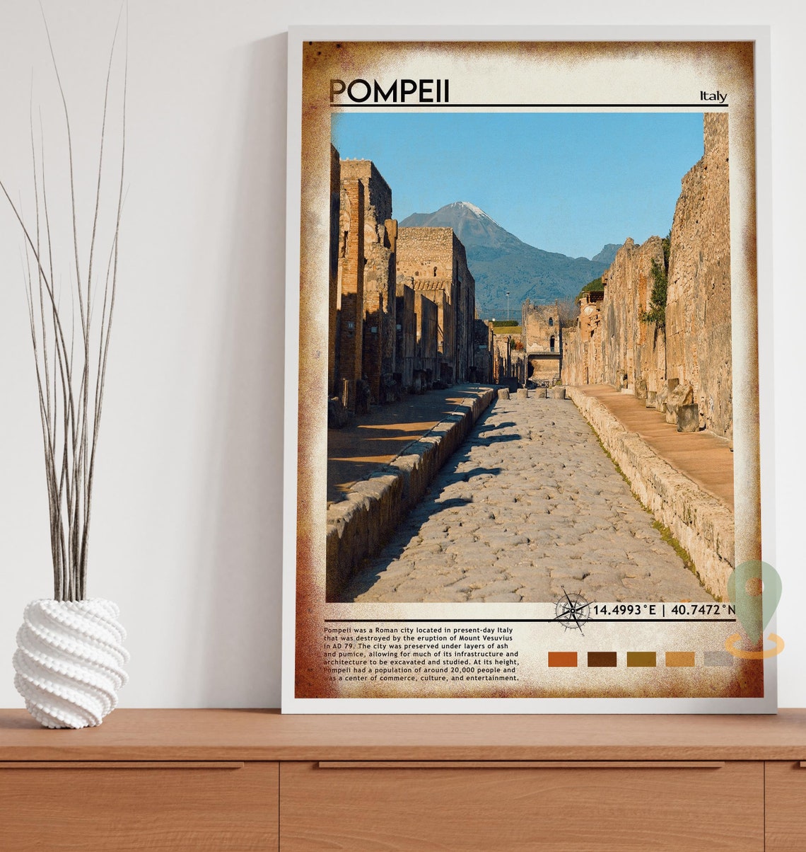 Pompeii Print Vintage Poster Pompeii Art Pompeii Poster Pompeii Photo Pompeii Poster Print Pompeii Painting Italy Poster Travel Gift - Image 3