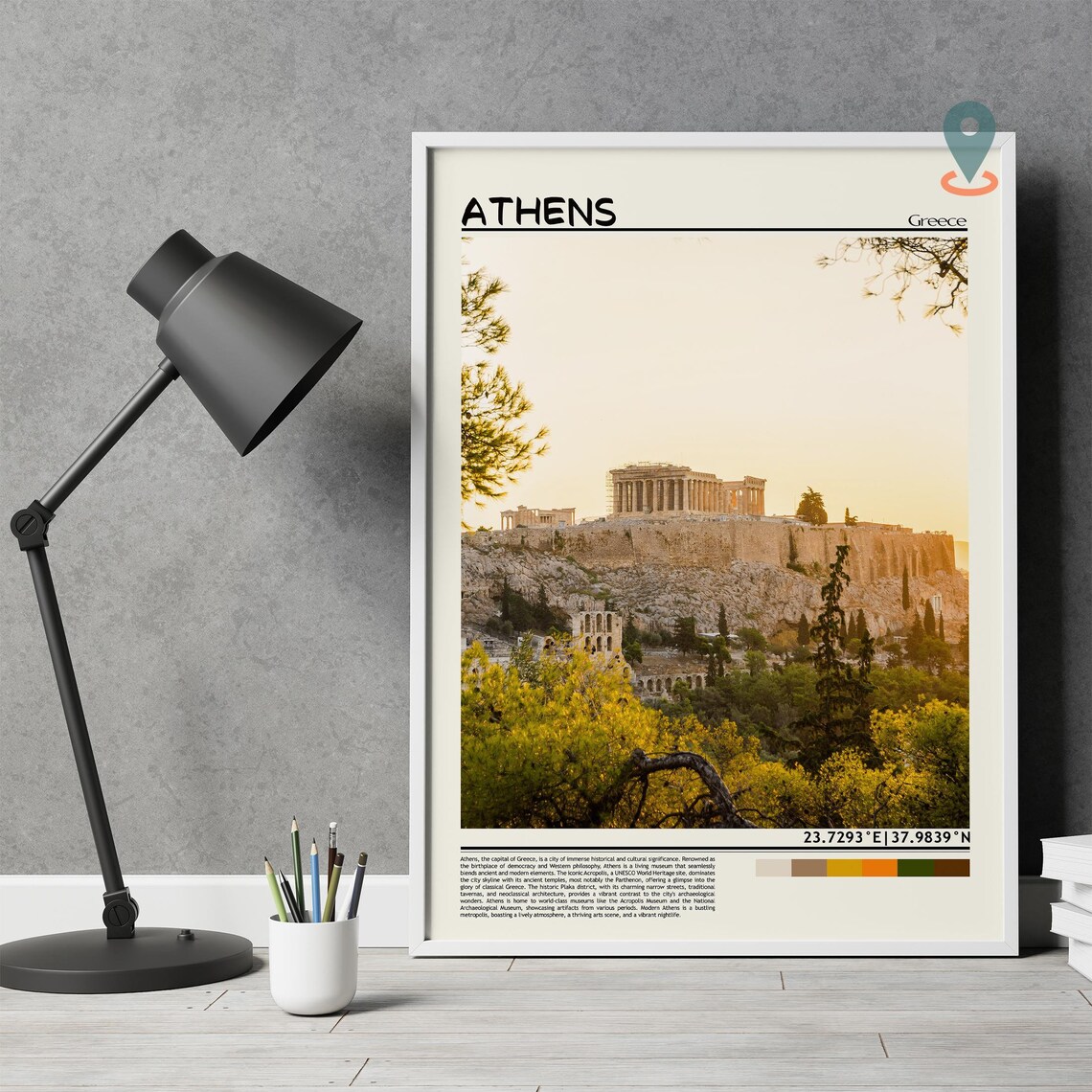 Athens Greece Golden Ancient Acropolis Sunset City View Poster - Image 4